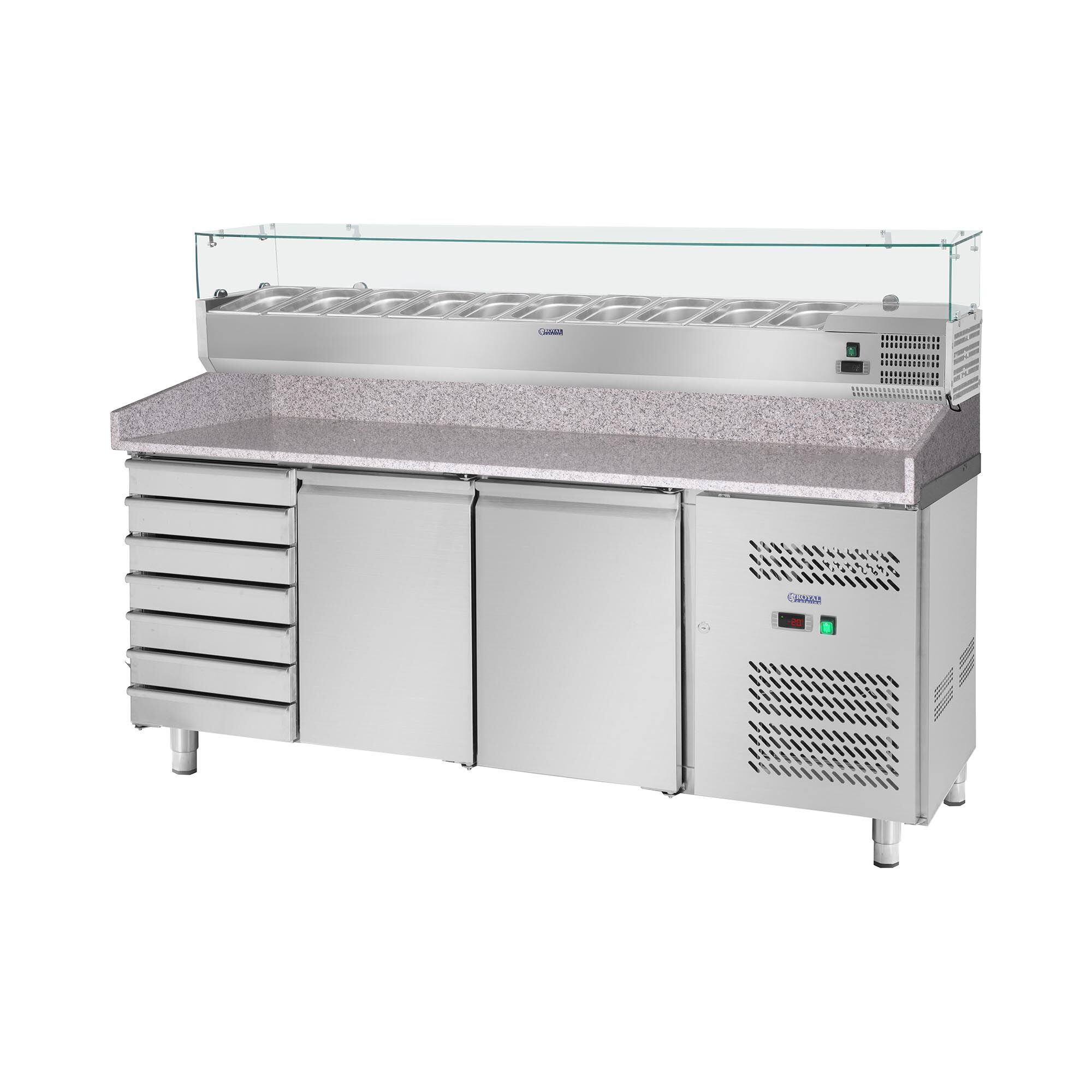 Royal Catering Cooling Table - Cooling Attachment - 702 L - Granite Counter - 2 Doors