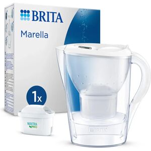 Brita Caraffa filtrante Marella bianca (2.4L) incl. 1 x filtro MAXTRA PRO All-in-1 - adatta alla porta del frigorifero con Memo digitale e coperchio ribaltabile