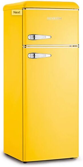 Ⓜ️🔵🔵🔵 SEVERIN KS 9953 - Frigorifero Retrò doppia porta, GIALLO, 208 litri, 55 cm, Clas