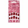 Elegant Touch Polished Colour nails with glue squoval #rich red