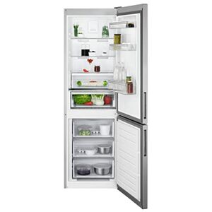 AEG 6000 Series Fridge Freezer RCB632E2MX TwinTech No Frost, Freestanding, Multiflow, 186cm, 230/101 litres, Stainless Steel with Antifingerprint & Grey