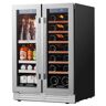 Ca'Lefort 24 in. 20-Bottle Wine and 60 Can Beverage Cooler Dual Zone Refrigerator Under-Counter or Freestanding French Door Fridge