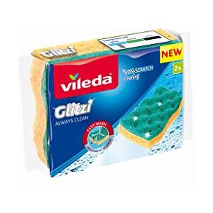 VILEDA Glitzi Always Clean 2 Schleifschwämme, Gelb/Grün