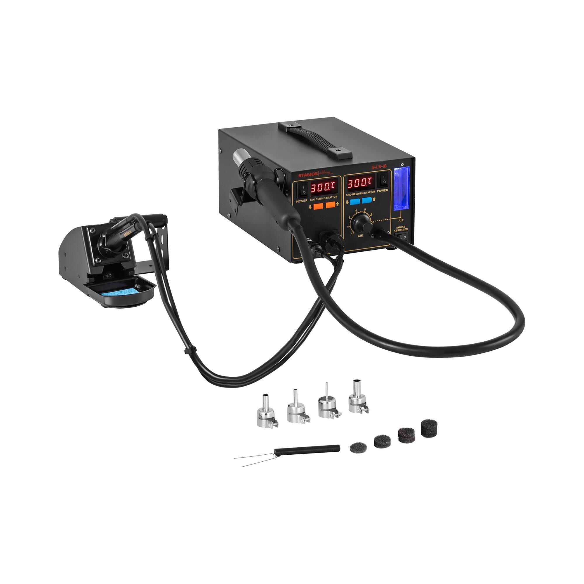 Stamos Soldering Pájecí stanice s odsávačem kouře - 2 displeje - 720 wattů - Basic S-LS-16 BASIC