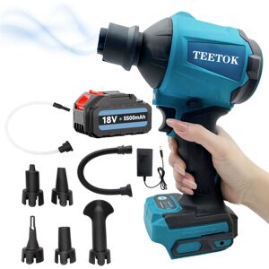 Teetok - Elektrischer Staubbläser, Druckluftspray, Handstaubsauger Turbo Clean, 50.000 rp, Mini-Staubsauger, für Bürogeräte, Sofas, Auto + 5,5-A-Akku