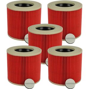 5x Faltenfilter kompatibel mit Kärcher wd 2.200, vc 6000, wd 2.240, se 4002, wd 2, wd 1 Nass- & Trockensauger - Filter, Patronenfilter, rot - Vhbw