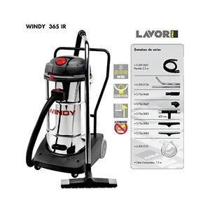 Lavor Pro - Aspirateur eau et poussières en inox 3600W (3 moteurs) 65L 195l/s - WINDY 365 IR Lav - Publicité