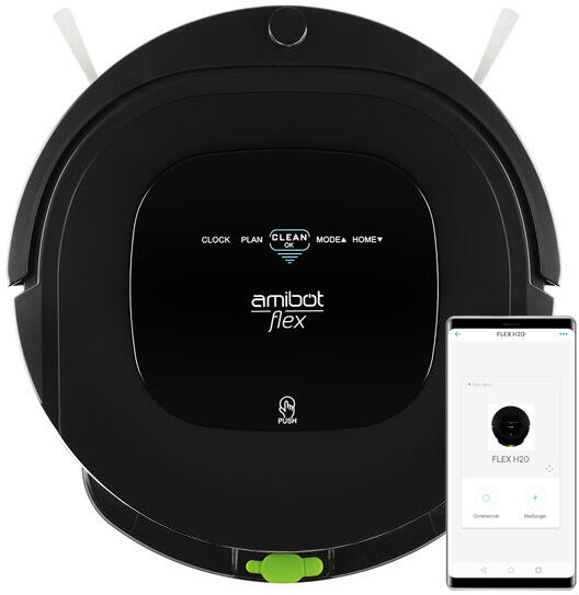 AMIBOT Robot aspirateur et laveur AMIBOT Flex H2O Connect - Noir