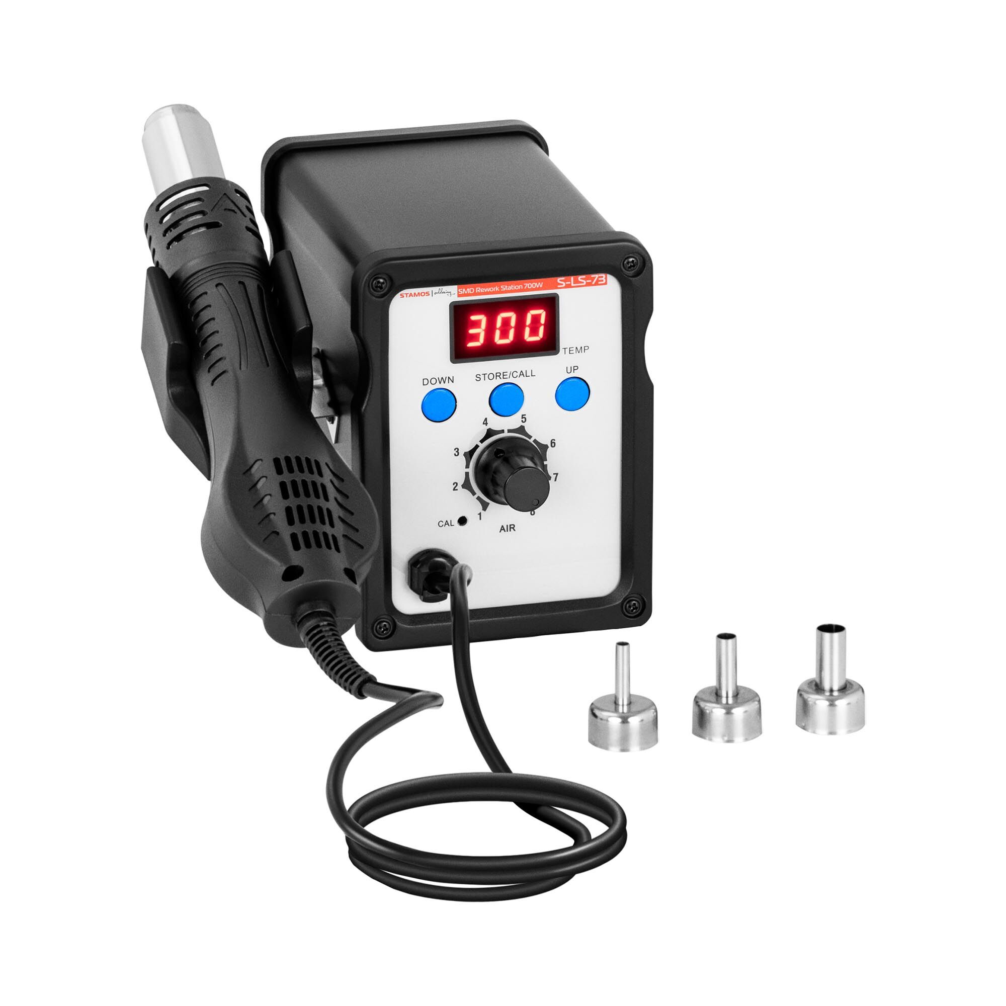 Stamos Soldering Station de soudage - Avec pistolet à air chaud - 700 W - Écran LED S-LS-73