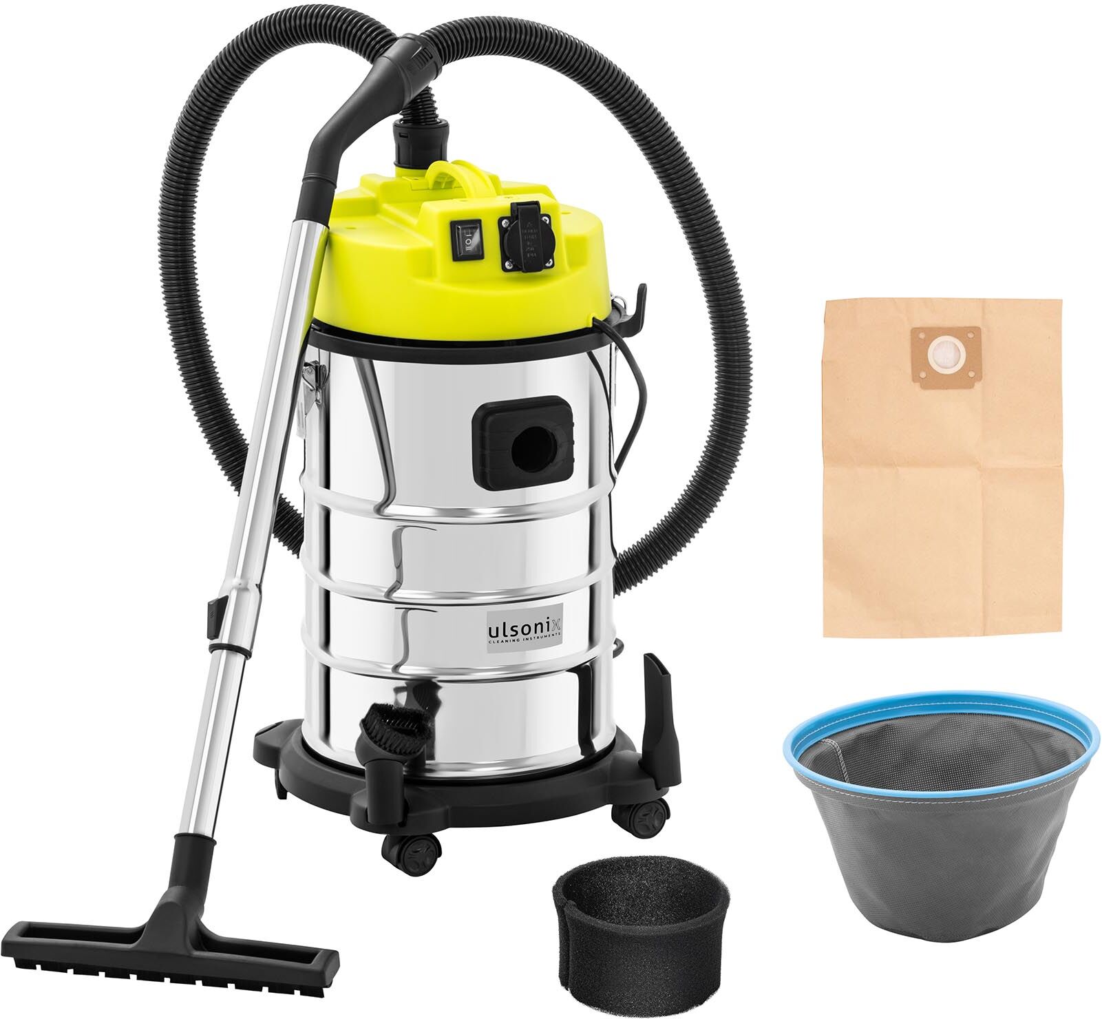 ulsonix Aspirateur eau et poussière - 1 400 W - 30 l - Avec prise électrique FLOORCLEAN 30FS