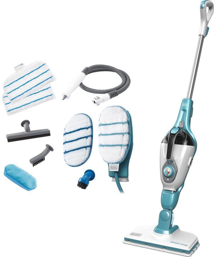 Black & Decker FSMH1351SM-GB 9 in 1 Steam Mop - White &amp; Aqua, Black