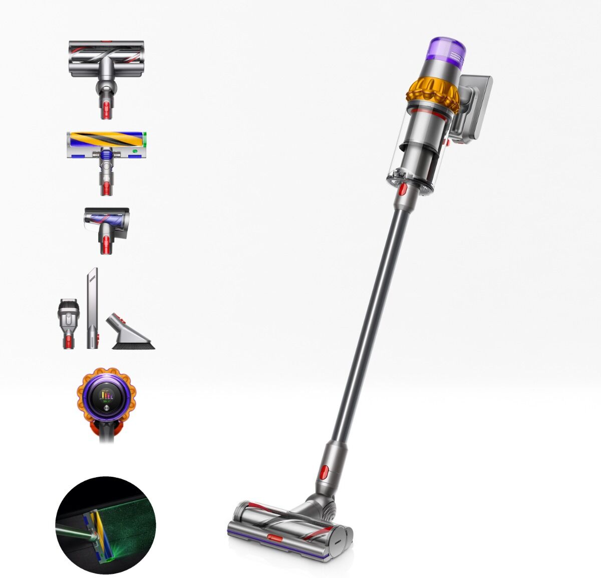 Dyson V15 ABSOLUTE Detect 369372-01 Vacuum Cleaner - Yellow/Iron/Nickel