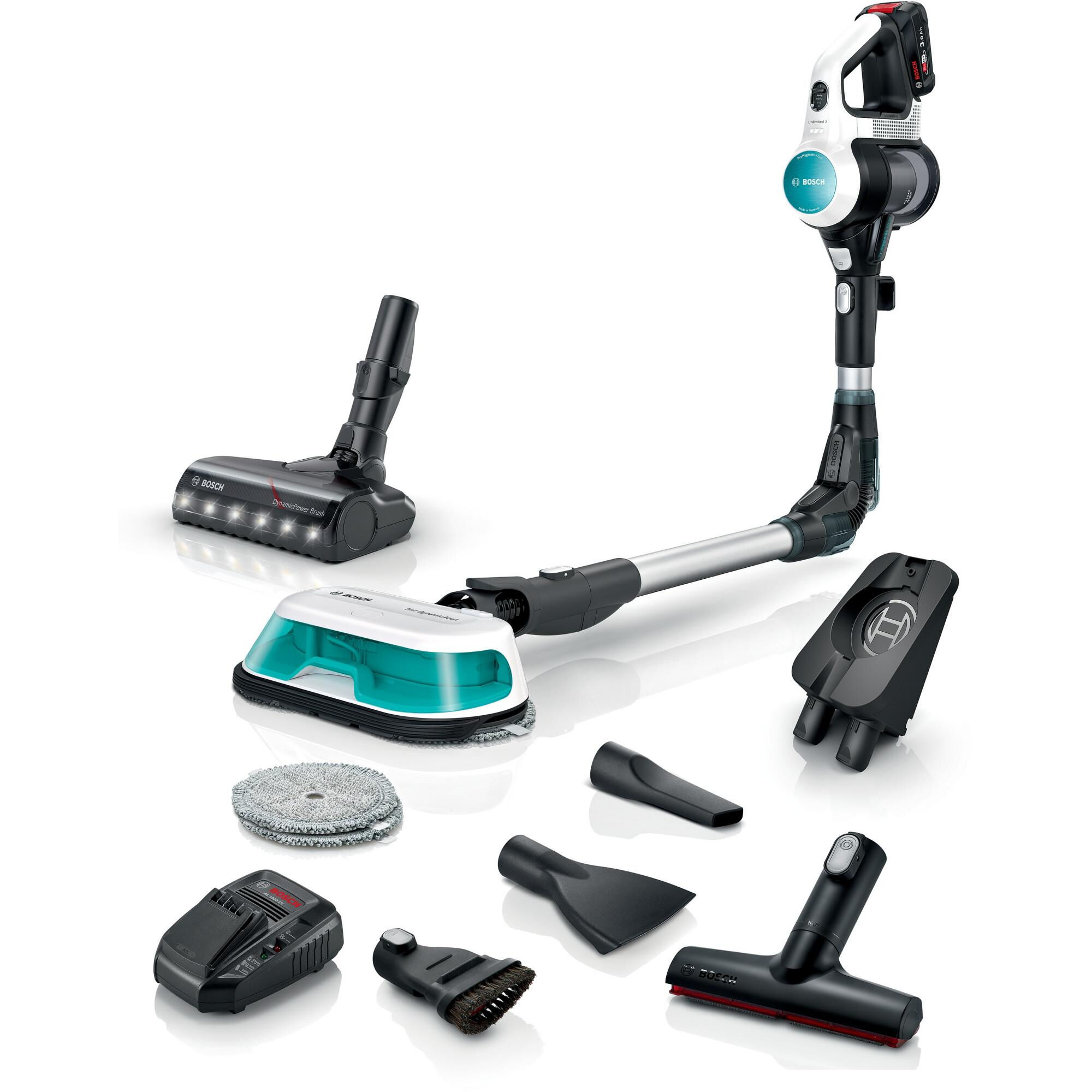 Bosch BKS71HYG1 scopa elettrica Aspirapolvere a bastone Batteria Secco e bagnato HEPA Senza sacchetto Nero, Bianco 3 Ah [BKS71HYG1]