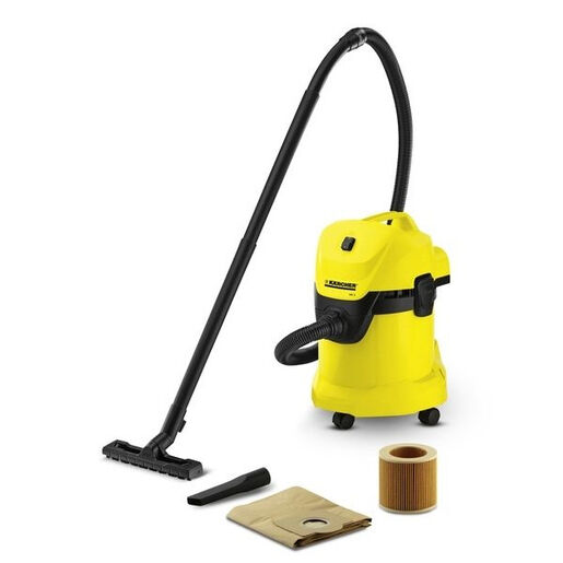 Kärcher WD 3 Aspiratore con sacchetto 17L 1000W Nero, Giallo