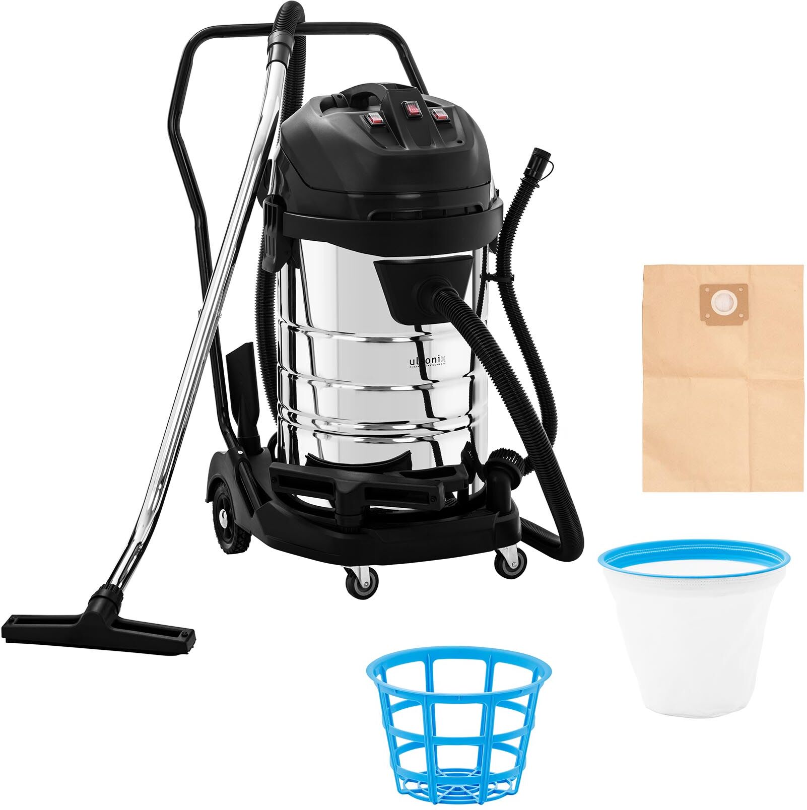 ulsonix Aspirador industrial - 3000 W - 3 motores - 80 l FLOORCLEAN 80M