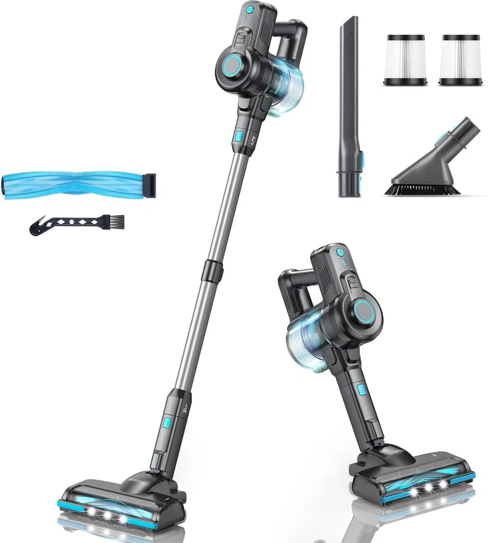 Hacbop Retro Cordless Vacuum Cleaner, 6-In-1 Self-Standing Stick Vacuum Cleaner, Powerful Cordless Vacuum With LED Light gray 44.0 H x 33.0 W x 18.8 D cm