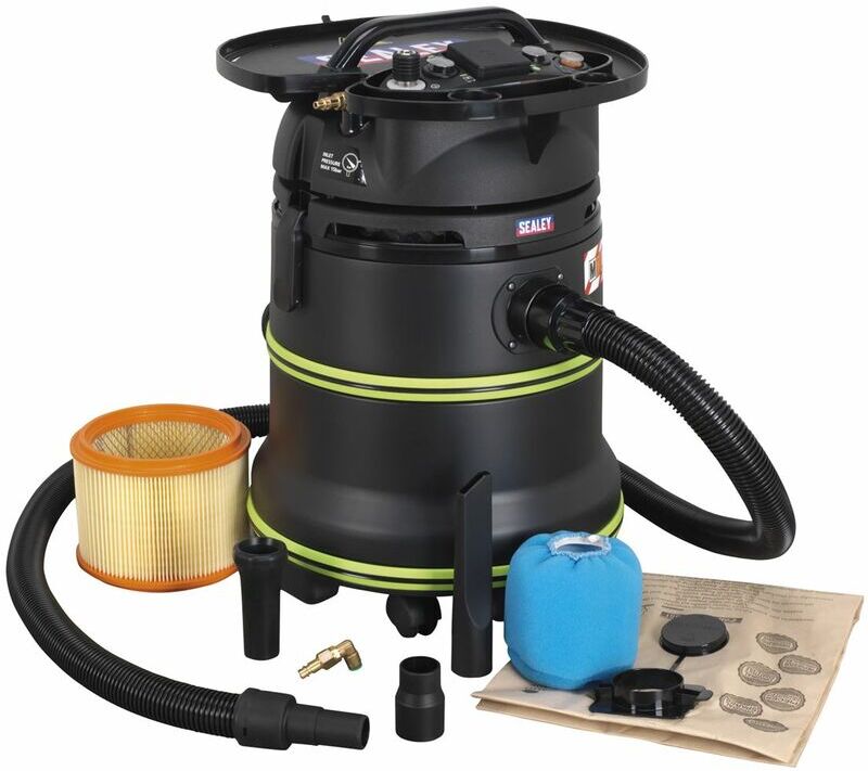 Vacuum Cleaner Industrial Dust-Free Wet/Dry 35L 1000W/230V Plastic Drum m Class Self-Clean Filter DFS35M - Sealey