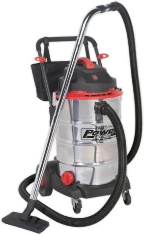 Sealey Stainless Bagless Cylinder Vacuum Cleaner Sealey  - Size: 101cm H X 67cm W X 61cm D