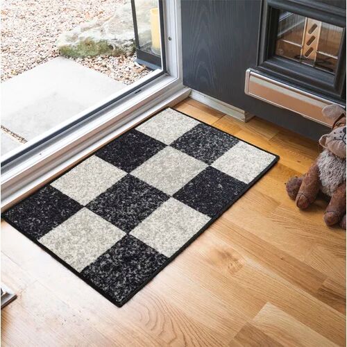 Ebern Designs Mistie Kitchen Mat Ebern Designs Mat Size: 160cm W x 220cm L, Colour: Black/White  - Size: 80cm H X 120cm W X 40cm D