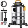 VEVOR Stainless Steel Wet Dry Shop Vacuum, 8 Gallon 6 Peak HP Wet/Dry Vac, Powerful Suction with Blower Function w/ Attachment 2-in-1 Crevice Nozzle, Small Shop Vac Perfect for Carpet Debris, Pet Hair