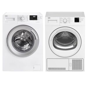 PACK BEKO Lave Linge Frontal 8 kg 1400 trs/min 15 programmes + Sèche-Linge 8kg Pompe à Chaleur - Publicité