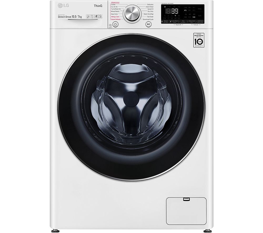 LG TurboWash 360 with AI DD V9 FWV917WTSE WiFi-enabled 10.5 kg Washer Dryer - White, White