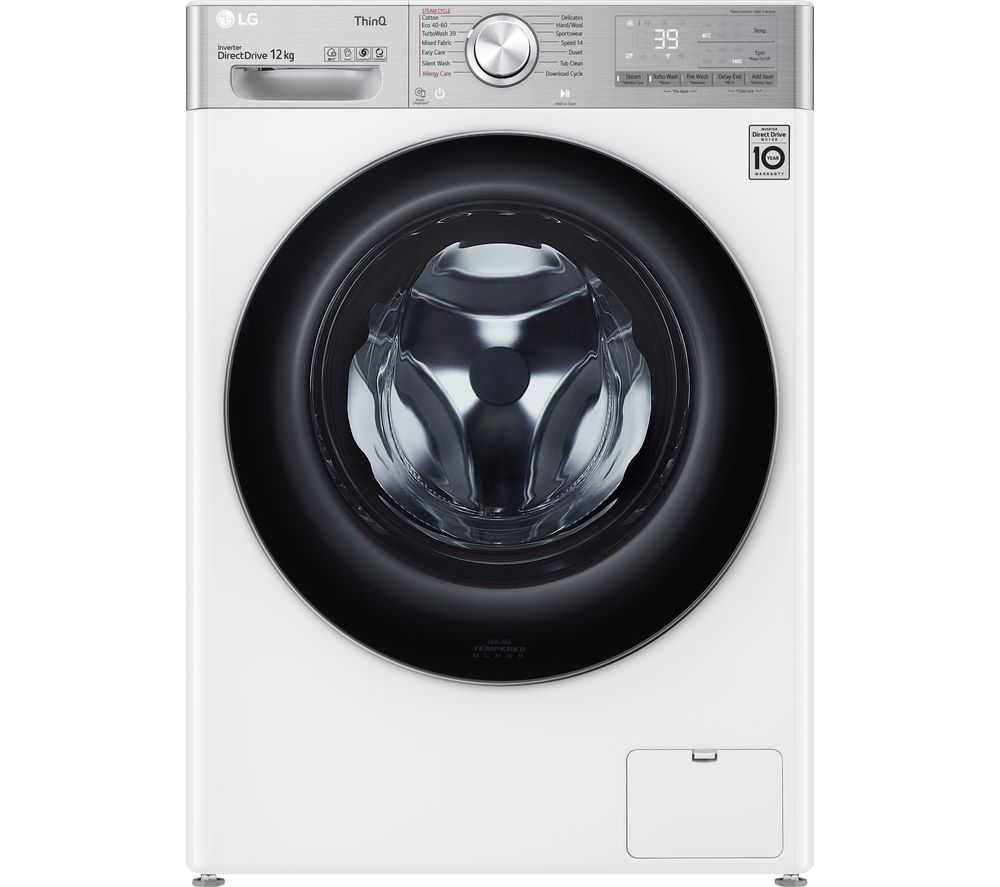 LG TurboWash 360 with Steam+ V10 F4V1012WTSE WiFi-enabled 12 kg 1400 Spin Washing Machine - White, White