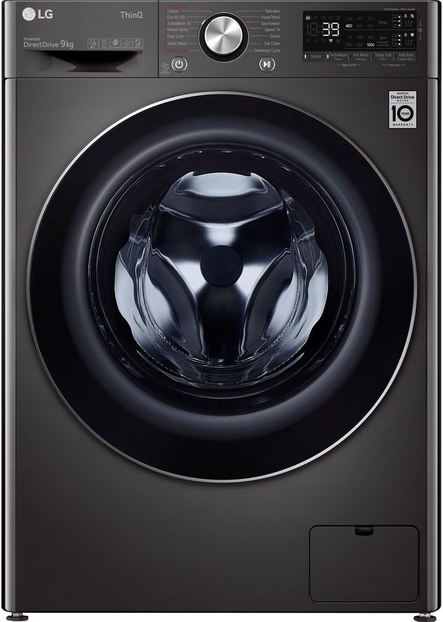 LG TurboWash 360 with AIDD V9 F6V909BTSA WiFi-enabled 9 kg 1600 Spin Washing Machine - Black Steel, Black