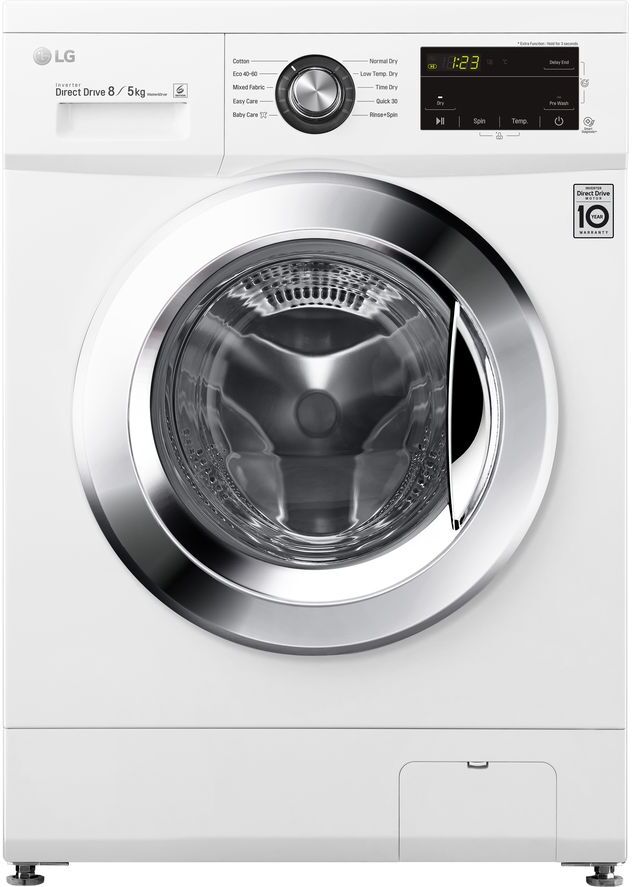 LG Direct Drive FWMT85WE 8 kg Washer Dryer - White, White