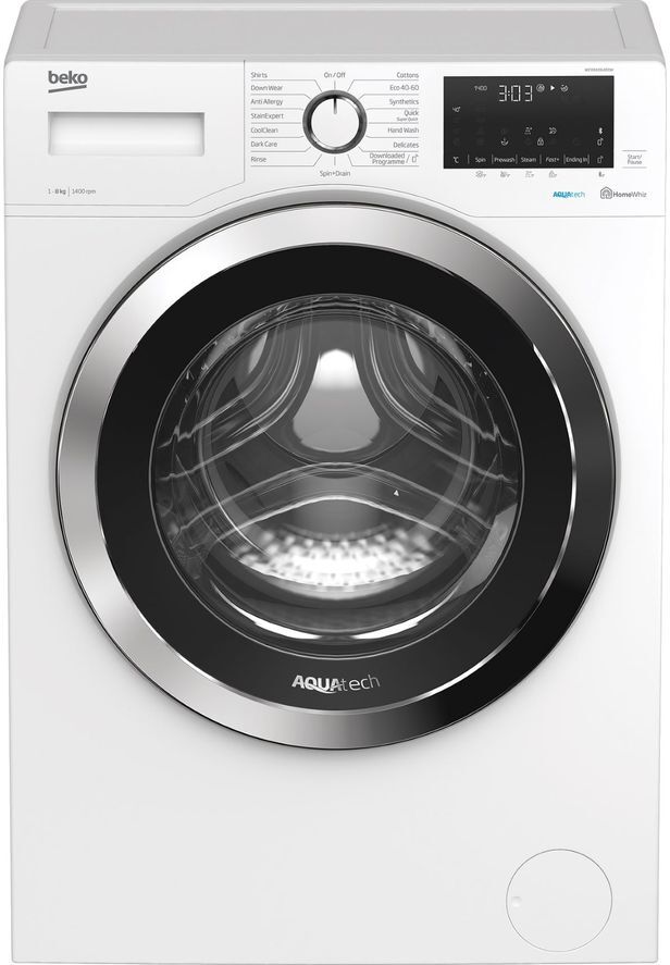 Beko Pro AquaTech WEX84064E0W Bluetooth 8 kg 1400 Spin Washing Machine - White, White