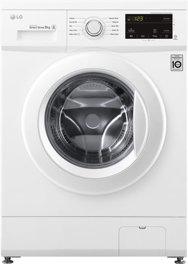 LG Direct Drive F4MT08WE 8 kg 1400 Spin Washing Machine - White, White