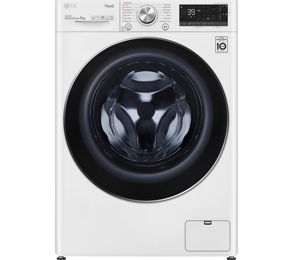 LG TurboWash 360 with AIDD V9 F6V909WTSA WiFi-enabled 9 kg 1600 Spin Washing Machine - White, White