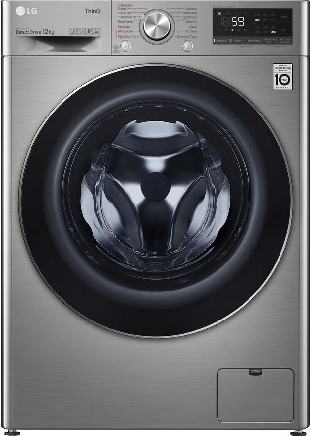 LG TurboWash with Steam V7 F4V712STSE WiFi-enabled 12 kg 1400 Spin Washing Machine - Graphite, Graphite