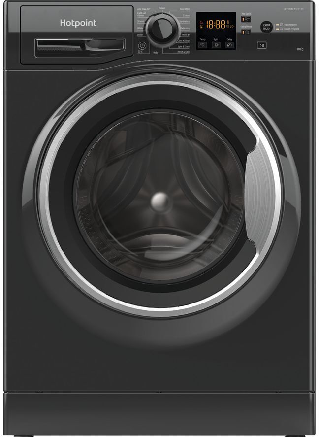 Hotpoint NSWM 1044C BS UK N 10kg 1400 Spin Washing Machine - Black, Black