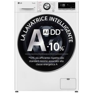 LG F2R7S09TSWC Lavatrice 9kg AI DD, Classe A-10%, 1200 giri, TurboWash