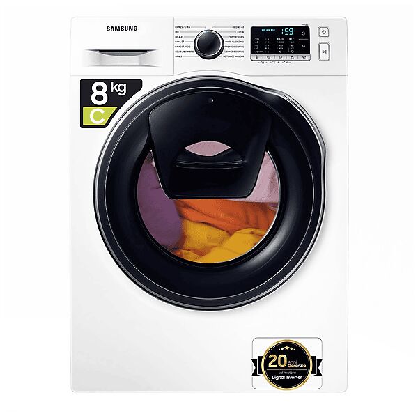 samsung ww8nk52e0vw/et lavatrice slim, caricamento frontale, 8 kg, 45 cm, classe c