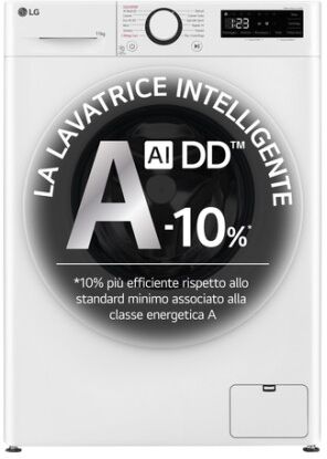 LG F4R3011NSWW Lavatrice 11kg AI DD, Classe A-10%, 1400 giri, Lavaggio a vapore