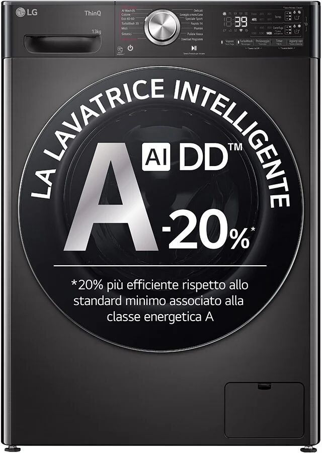 LG F4R9513TPBC Lavatrice 13kg AI DD, Classe A-20%, 1400 giri, TurboWash, Vapore