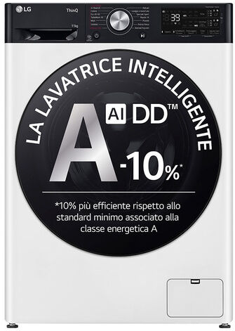 LG F4R7511TSWB Lavatrice 11kg AI DD, Classe A-10%, 1400 giri, TurboWas