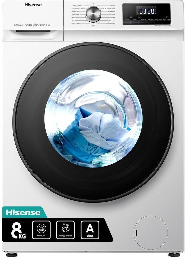 HISENSE WFQA8014EVJM 8 kg 1400 rpm Washing Machine - White, White