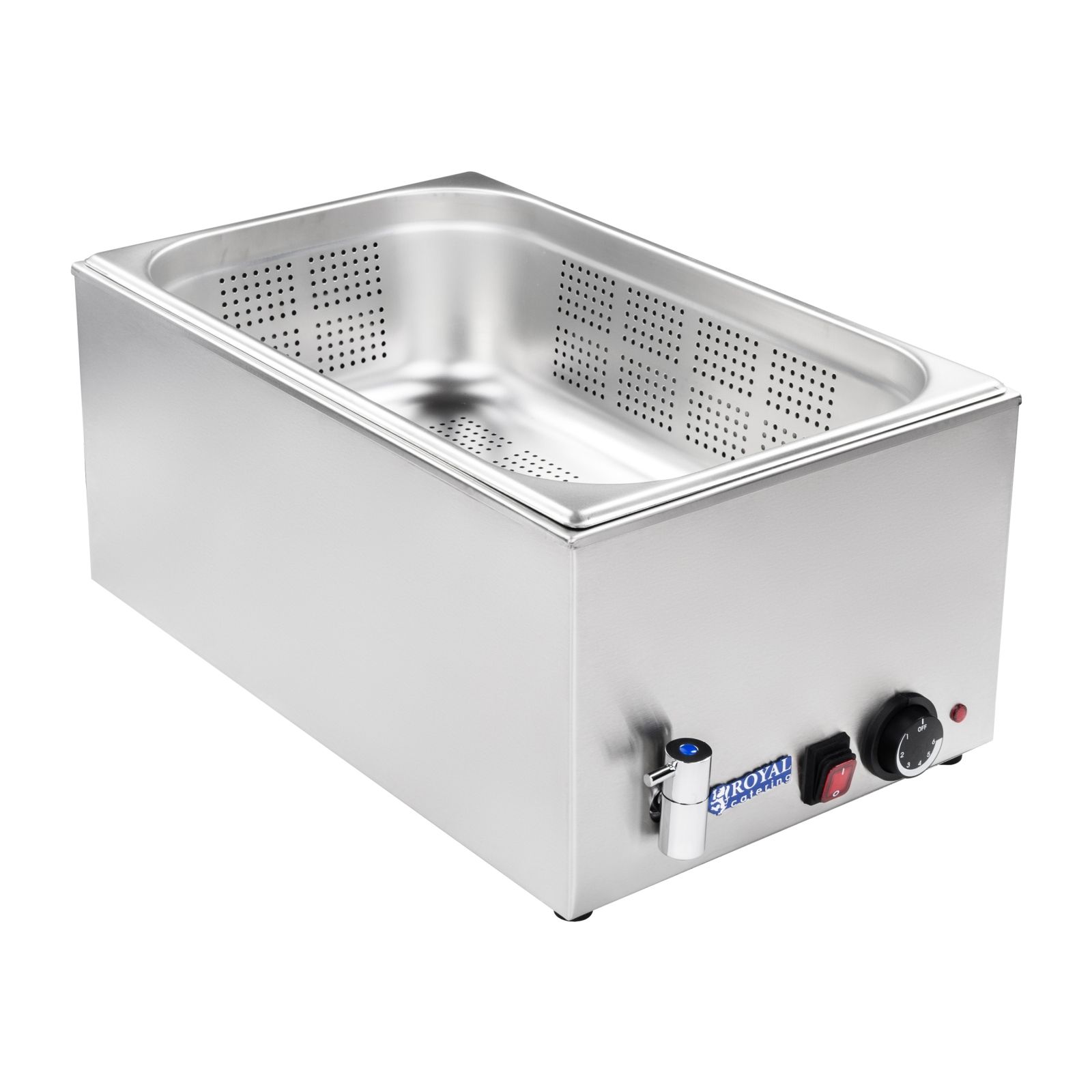 Royal Catering Bain Marie - GN Lochpfanne - 1/1 - Ablasshahn