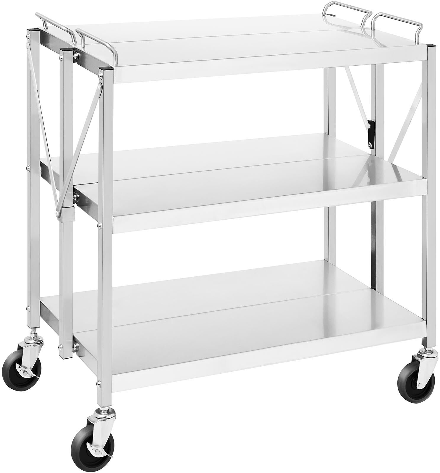 Royal Catering Servierwagen - Edelstahl - 3 Borde - 90 kg - 50 x 83 cm - faltbar