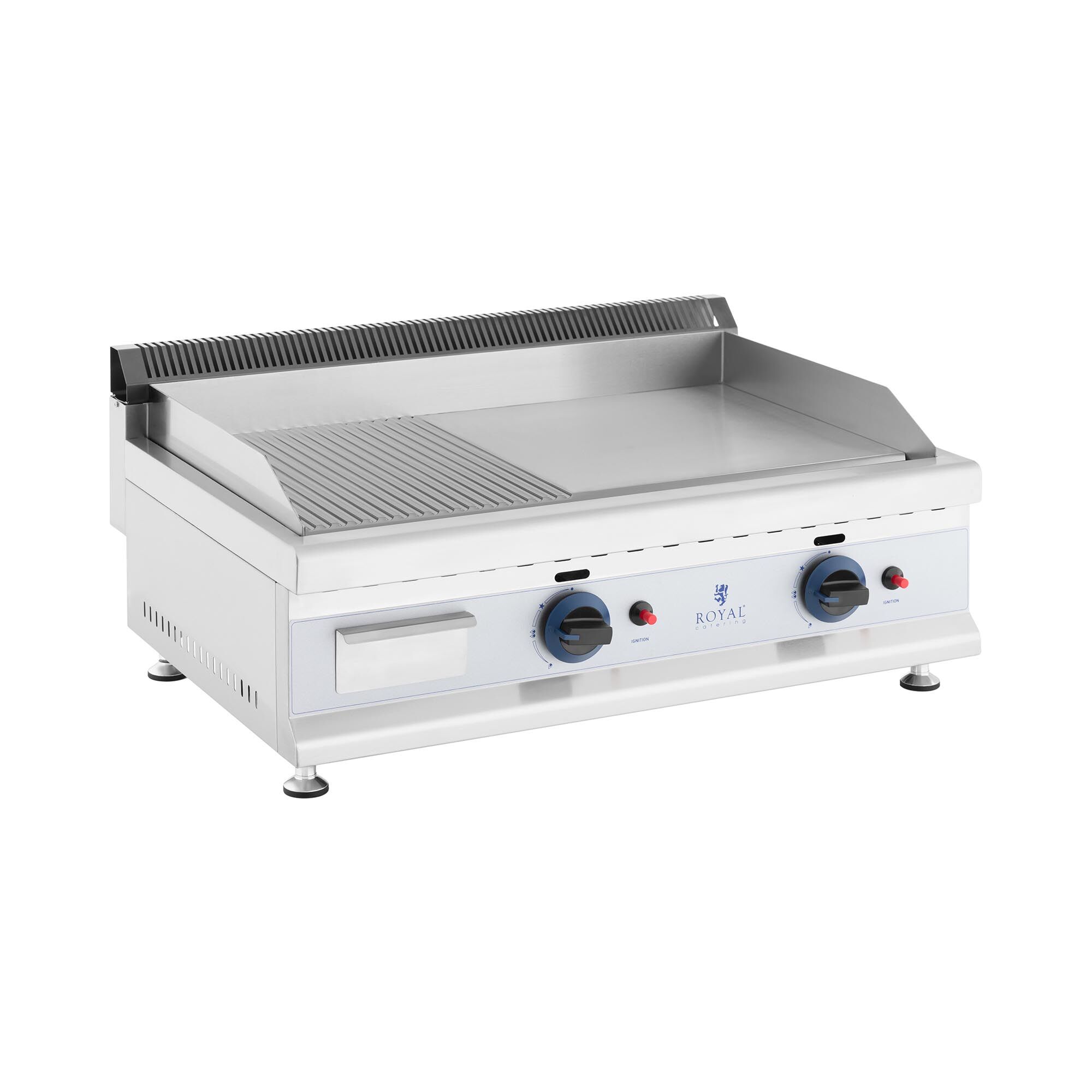 Royal Catering Doppel-Gasgrill - 74,5 x 40 cm - glatt/geriffelt - 2 x 3.100 W - Erdgas - 20 mbar