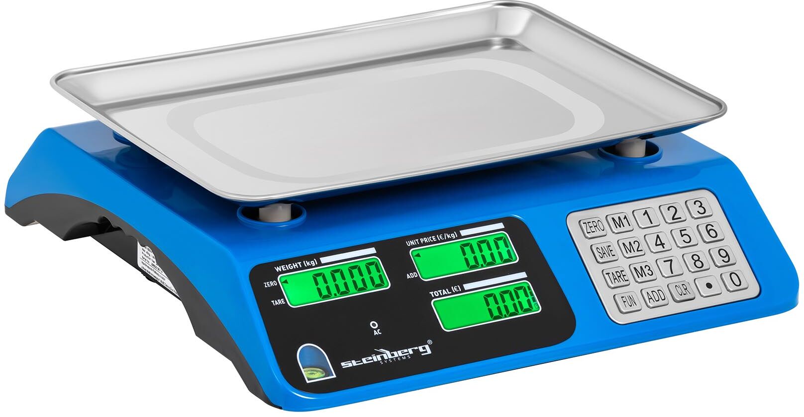 Steinberg Kontrollwaage - 40 kg / 2 g - Dual LCD - Rand erhöht