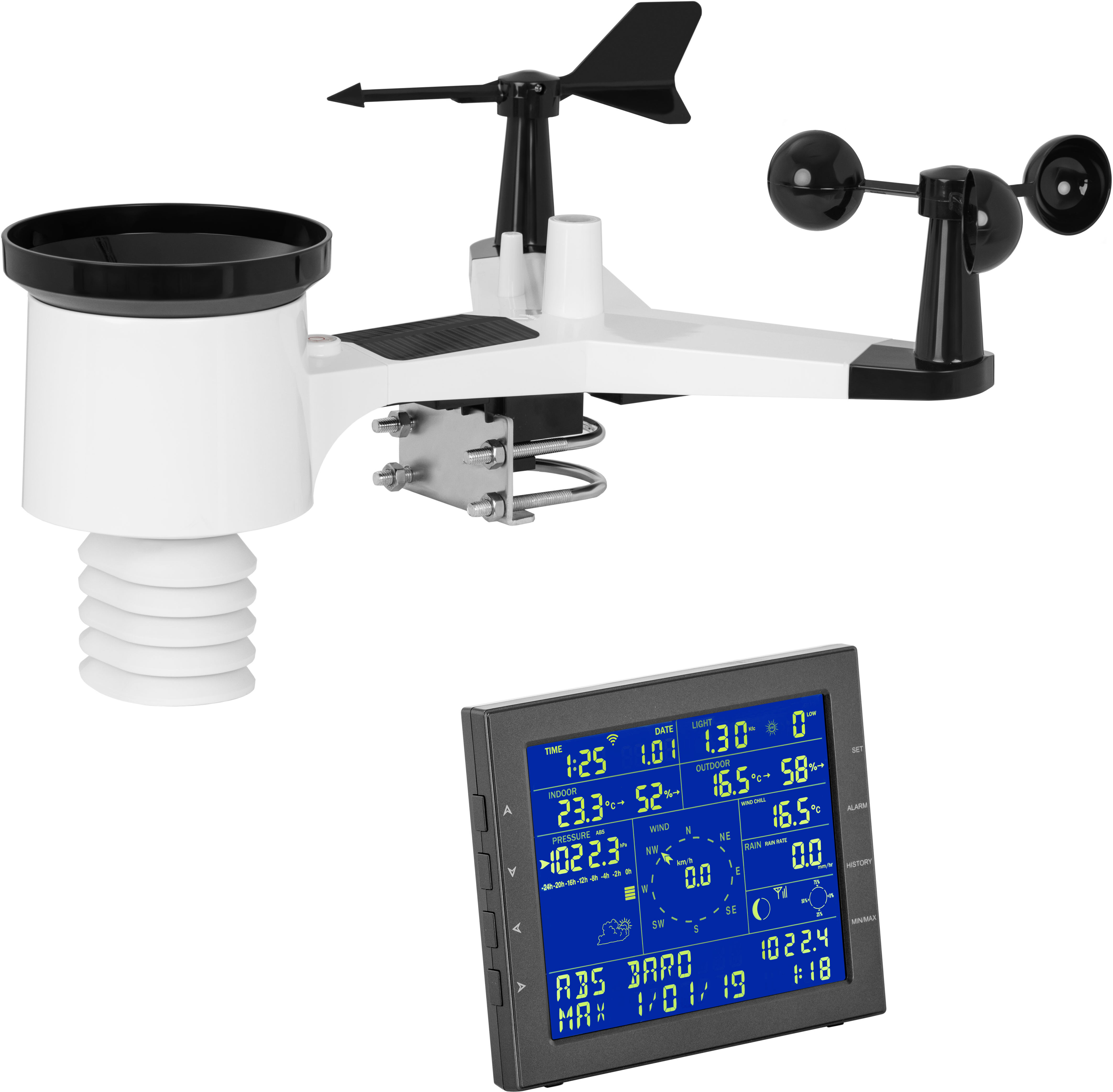 Steinberg WiFi Wetterstation - LCD 6,89" - interner Speicher - Innensensor