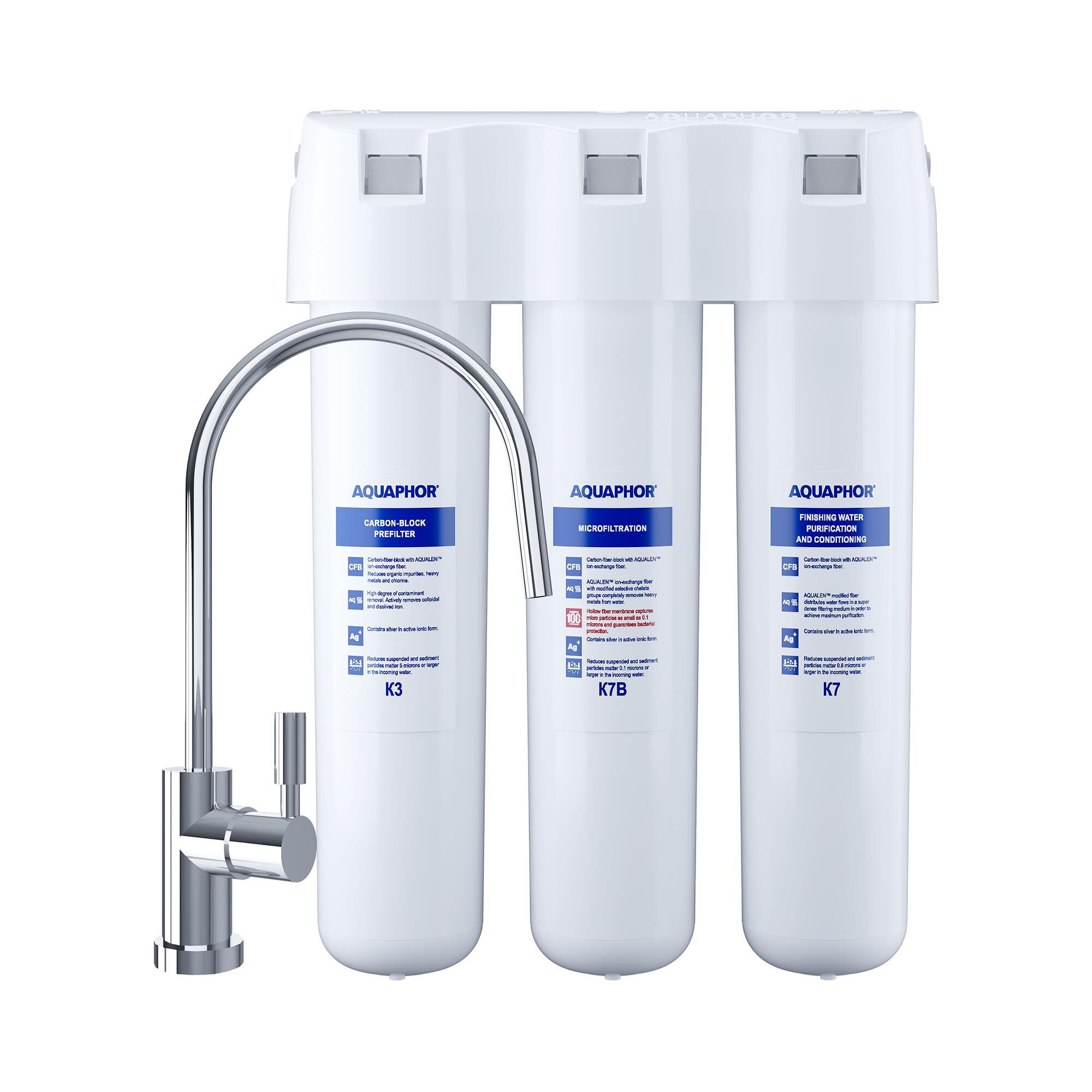 Aquaphor Aktivkohle-System - für Wasser - dreistufig - 2,5 l/min - inkl. Wasserhahn