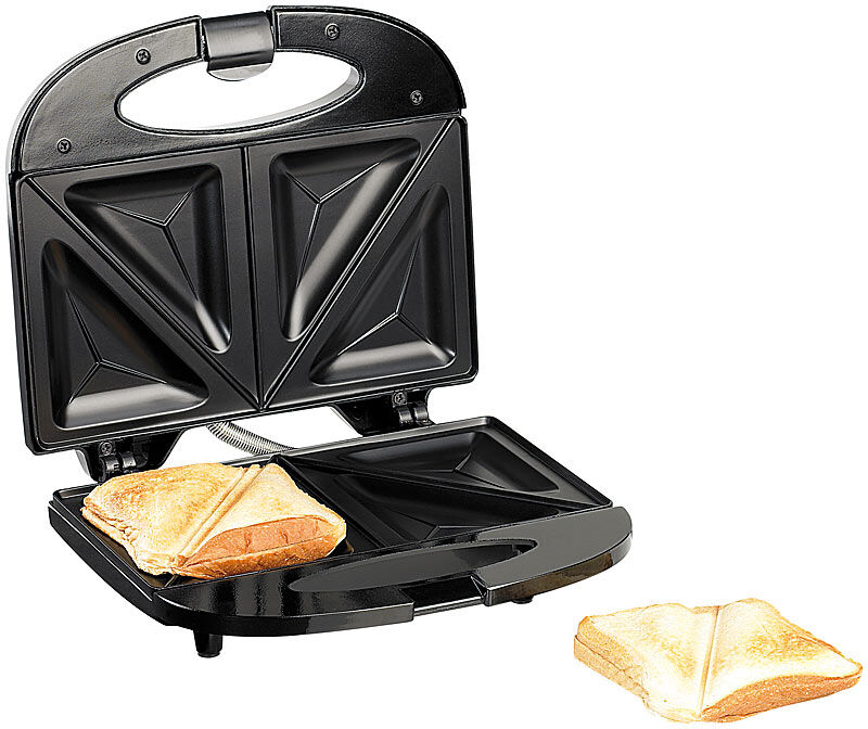 Rosenstein & Söhne Antihaft-beschichteter Sandwich-Toaster für 4 Portionen, 750 Watt