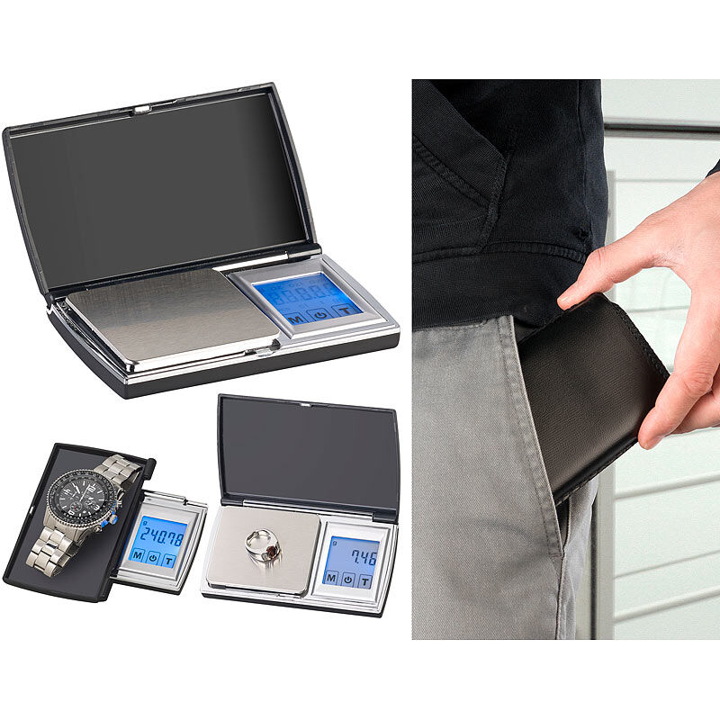 Rosenstein & Söhne Digitale Taschen-Feinwaage, Touch-Display, bis 300 g, auf 0,01 g genau