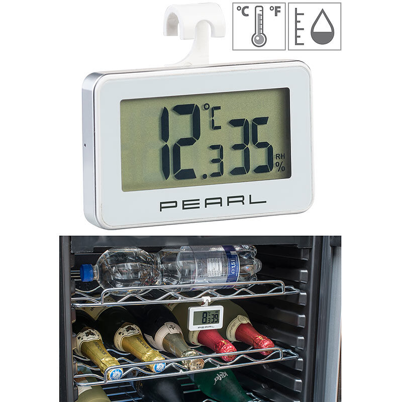 Pearl Digitales Kühlschrank-Thermometer und -Hygrometer mit Haken