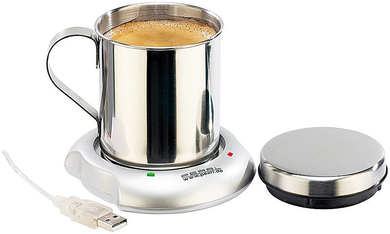 Pearl USB-Warmhalteplatte mit Isolier-Tasse